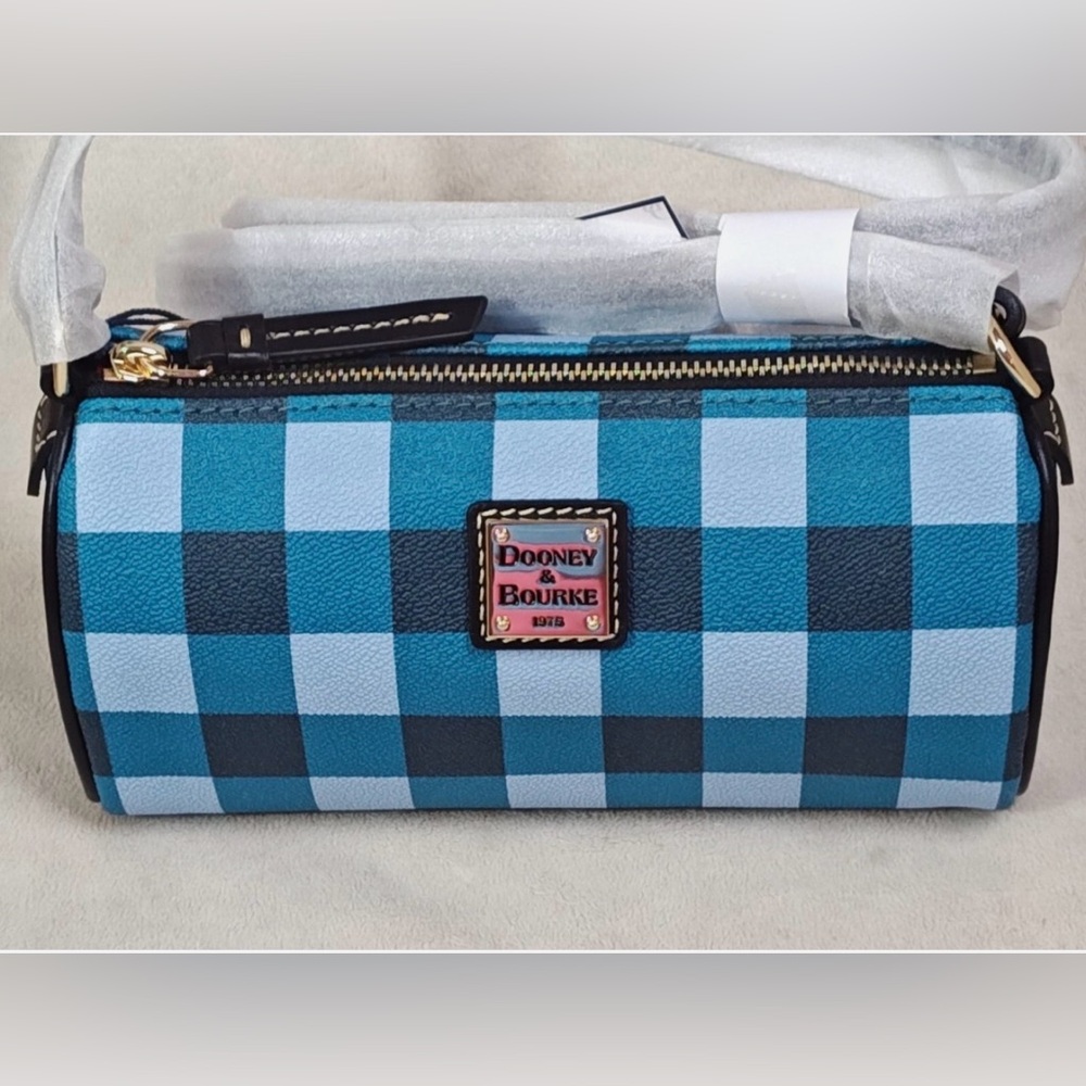 Dooney & Bourke Tucker Teal Buffy Plaid Clutch